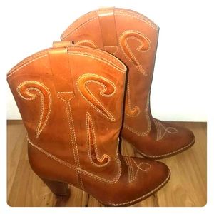 Real cowhide western cowgirl boots